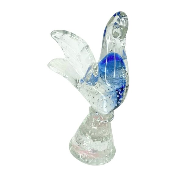 Murano Hand-Blown Glass Dove Bird Figurine Decor Controlled Bubbles Paperweight - Picture 8 of 10